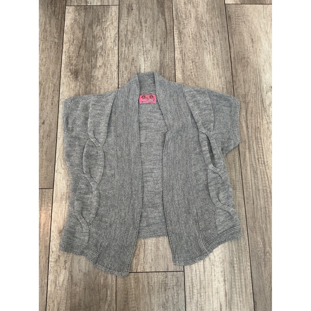 Vintage Sweet &‎ Sinful Gray Cable Knit Open Front Sleeveless Cardigan Vest